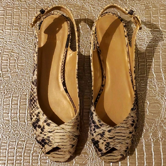 Stuart Weitzman Pointed Open Toe Reptile Flats🐍❣ - Picture 3 of 12